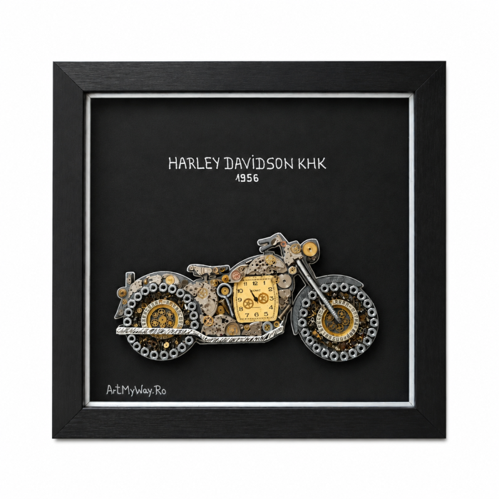 Tablou Harley Davidson KHK 1956 Handmade Steampunk Born to Ride Motocicleta ArtMyWay Romania [5]