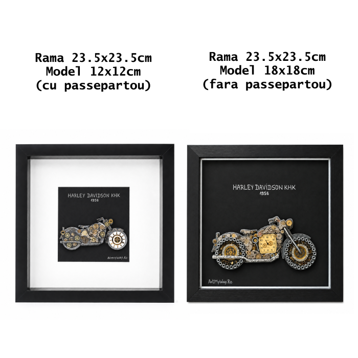 Tablou Harley Davidson KHK 1956 Handmade Steampunk Born to Ride Motocicleta ArtMyWay Romania [3]