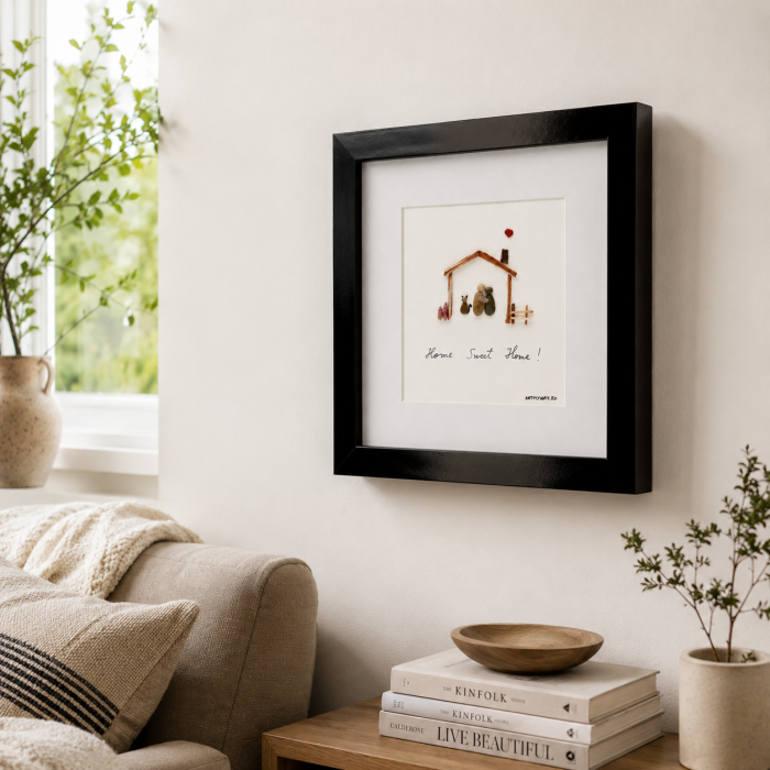 Tablou Pebble Art Home Sweet Home Pietre Naturale Rau Handmade ArtMyWay Romania [2]