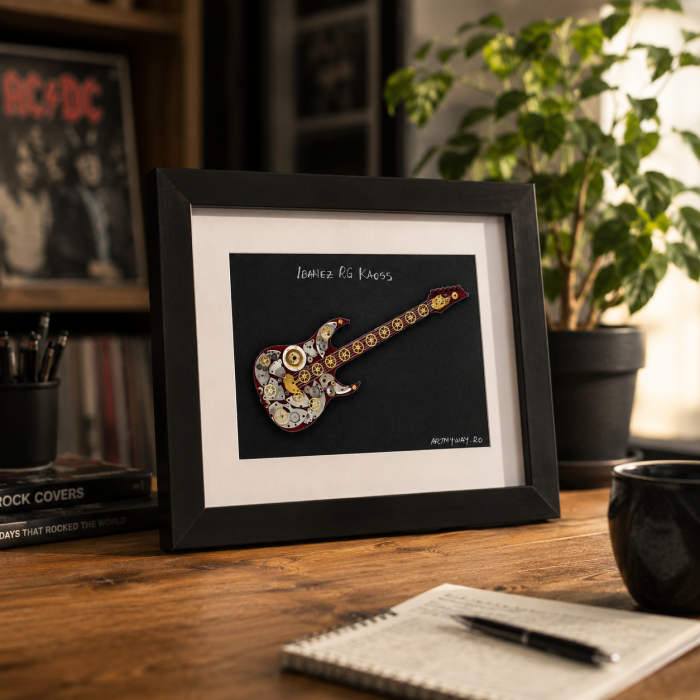 Tablou Ibanez RG Kaoss - Chitară Handmade SteamWall Piese Ceas ArtMyWay Romania [3]