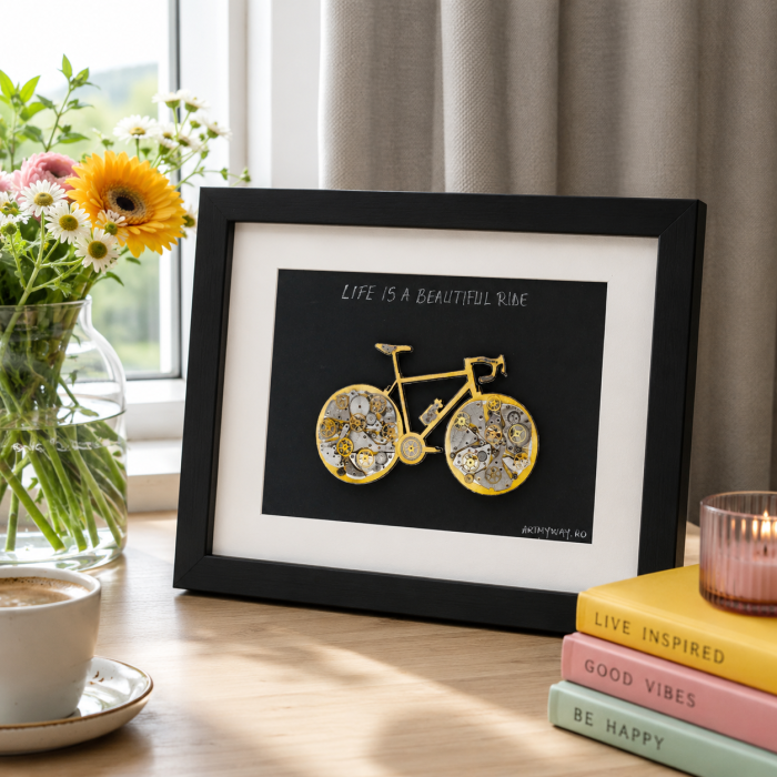 Tablou Life is a Beautiful Ride Handmade SteamWall Piese Ceas ArtMyWay Romania [2]