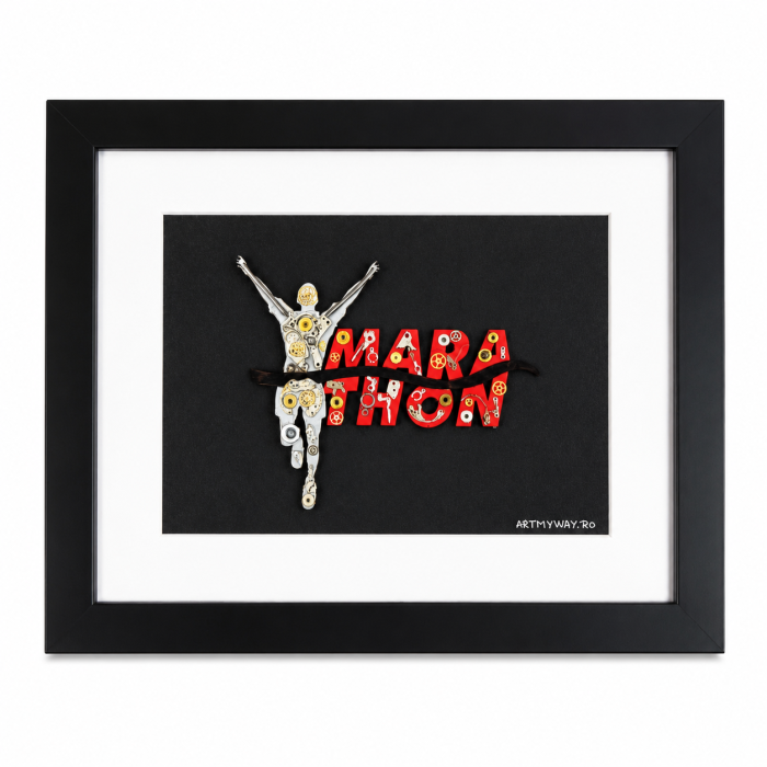 Tablou Maraton Alergator Handmade 3D BornToRide Steampunk Cadou Runner ArtMyWay Romania [5]