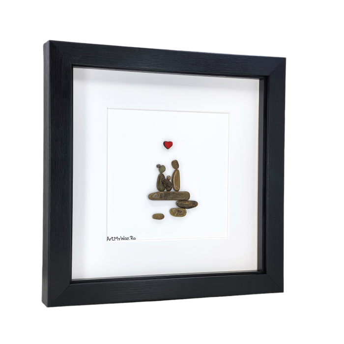 Tablou Familie mama tata copil pietricele naturale Pebble Art cadou ArtMyWay [3]
