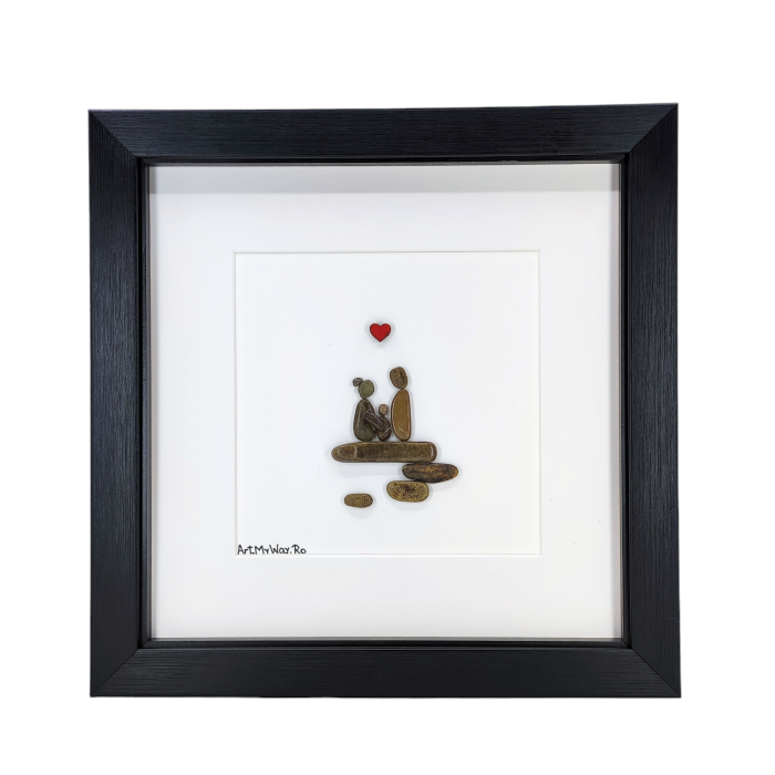 Tablou Familie mama tata copil pietricele naturale Pebble Art cadou ArtMyWay [6]