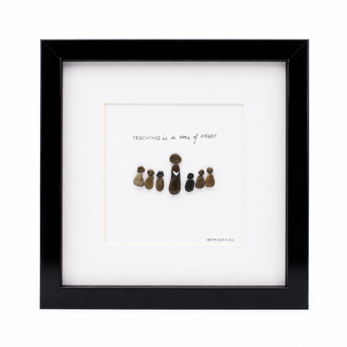 Tablou Pebble Art Teaching is a Work of Heart Pietre Naturale Rau Handmade ArtMyWay Romania [4]