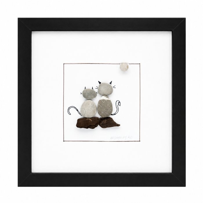 Tablou Pebble Art ZEN Cats Pietre Naturale Rau Handmade ArtMyWay Romania [4]
