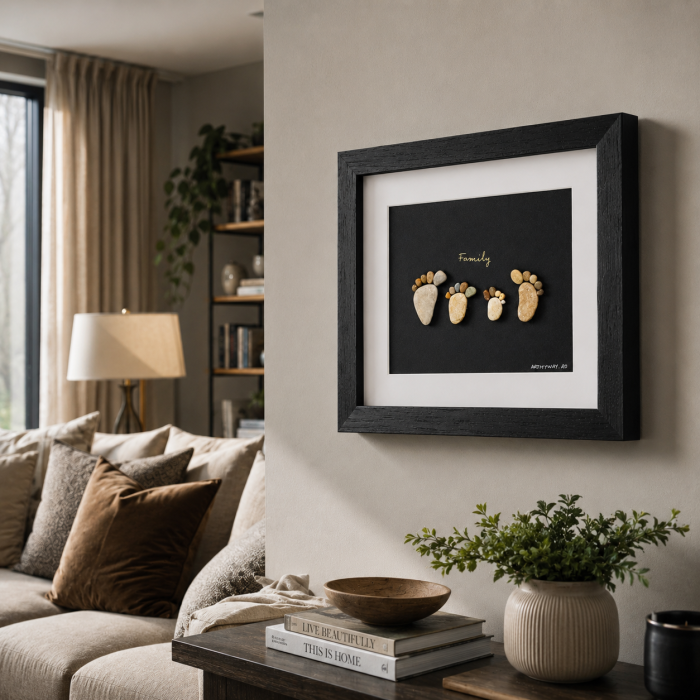 Tablou My Family 4 familie 4 persoane pietricele Pebble Art ArtMyWay [2]