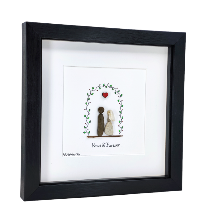 Tablou Happily Ever After cuplu pietricele naturale Pebble Art cadou romantic ArtMyWay [6]