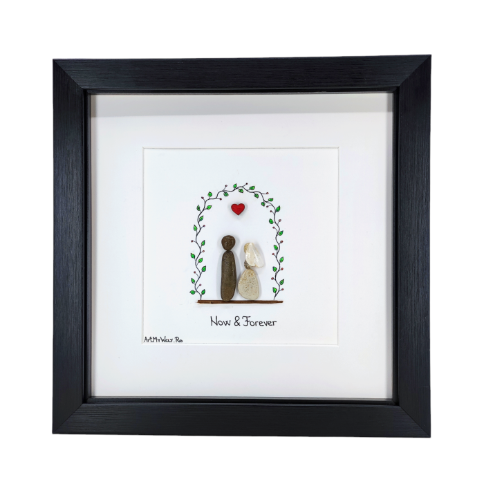 Tablou Happily Ever After cuplu pietricele naturale Pebble Art cadou romantic ArtMyWay [2]