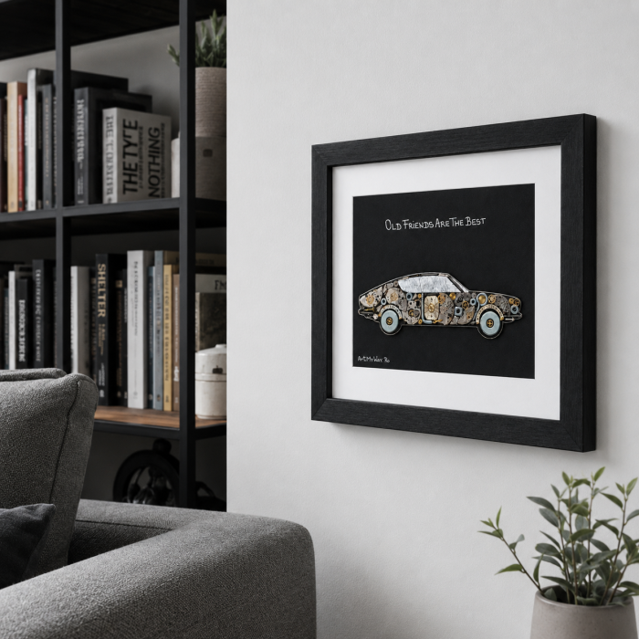 Tablou Old Friends are the Best - Audi 100 Coupé S  Handmade Macheta Steampunk ART my Cars ArtMyWay Romania [2]