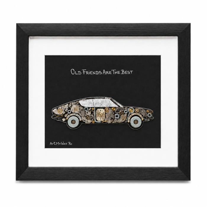 Tablou Old Friends are the Best - Audi 100 Coupé S  Handmade Macheta Steampunk ART my Cars ArtMyWay Romania [6]