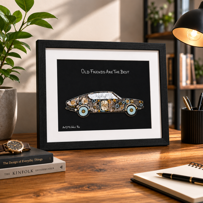 Tablou Old Friends are the Best - Audi 100 Coupé S  Handmade Macheta Steampunk ART my Cars ArtMyWay Romania [5]