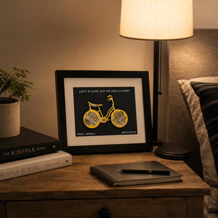 Tablou Pegas Strada 2 bicicleta handmade piese ceas SteamWall ArtMyWay [4]