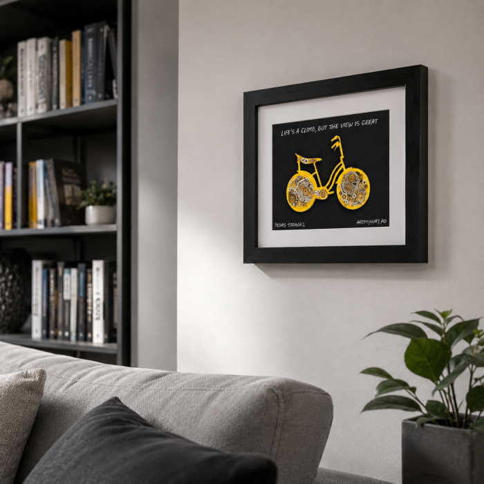 Tablou Pegas Strada 2 bicicleta handmade piese ceas SteamWall ArtMyWay [3]