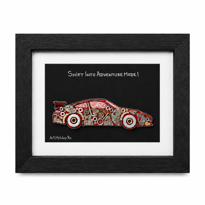 Tablou Porsche 911 GT3 RS Shift Into Adventure Mode steampunk piese ceas rosu racing ArtMyWay [2]