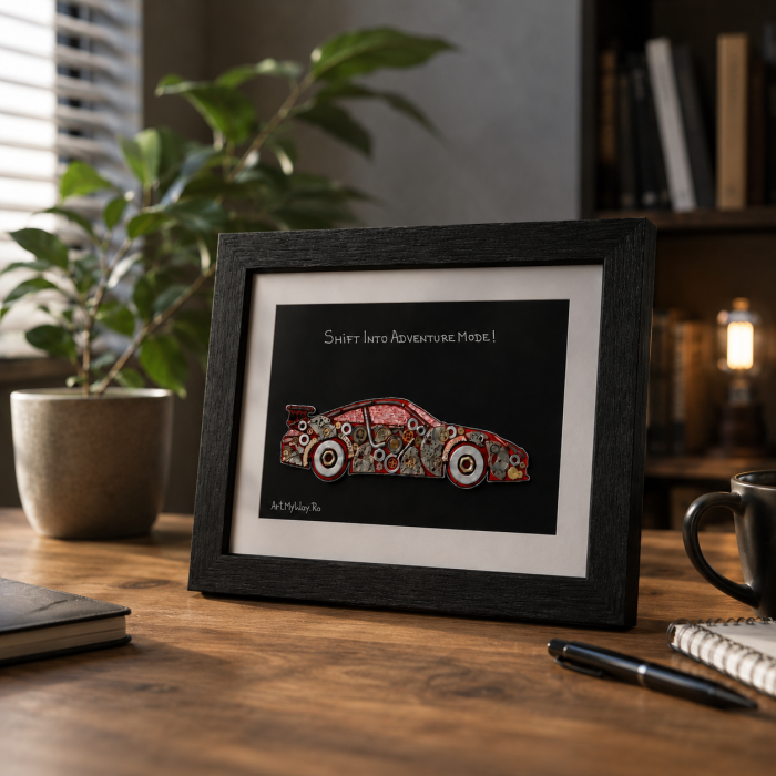 Tablou Porsche 911 GT3 RS Shift Into Adventure Mode steampunk piese ceas rosu racing ArtMyWay [4]