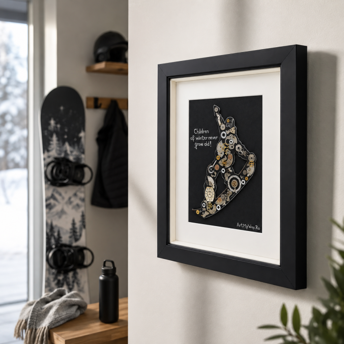 Tablou Snowboard Children of Winter handmade mecanisme ceas ArtMyWay [2]