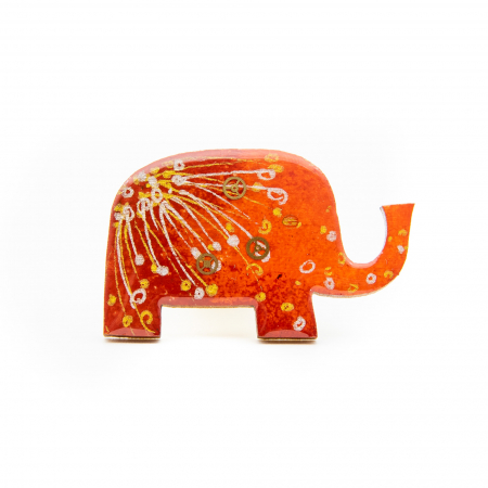 Broșe - Brosa LEMN Elefant colorat