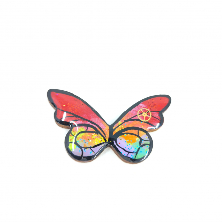 Broșe - Brosa LEMN Butterfly Reddish