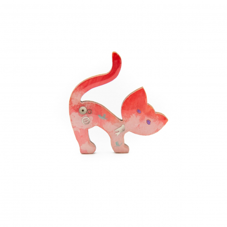 Broșe - Brosa LEMN Pink Kitten