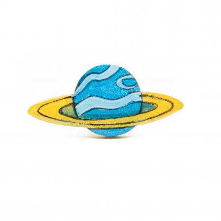 Broșe - Brosa LEMN Planeta URANUS