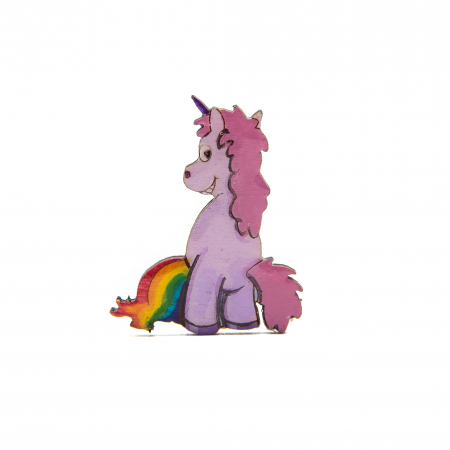 Broșe - Brosa Lemn Unicorn - Feel the rainbow
