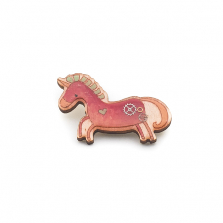 Broșe - Brosa Unicorn Roz