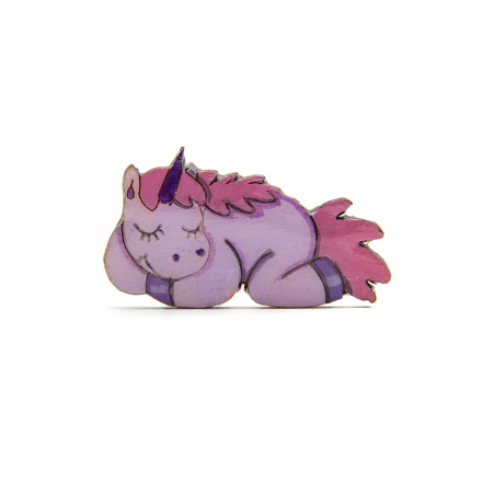 Broșe - Brosa Lemn Unicorn - The Sleepy One