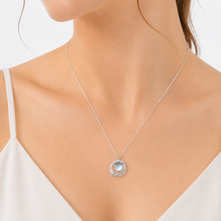Colier Atmosphere Argint 925 Cristal Bleu Zirconiu Planeta Satelit Cosmic Bijuterie Femei ArtMyWay [6]