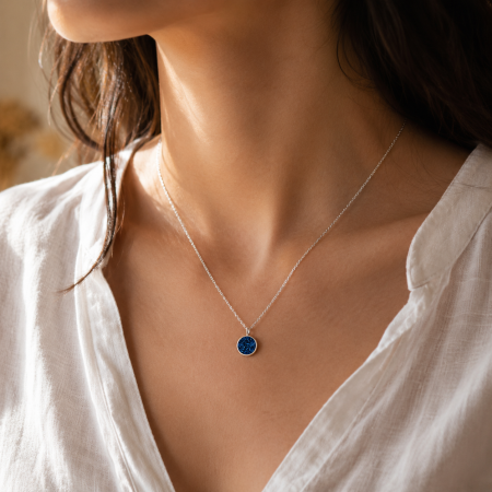 Coliere Argint - Colier Deep Blue Argint 925 Cristal Albastru Colectie Bijuterii Femei Romania ArtMyWay