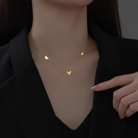 Coliere - Colier Gold Hearts Trio - Argint 925