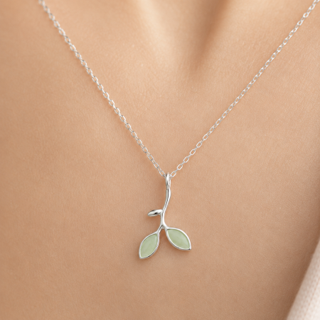 Colier Opal Leaf Argint 925 Frunzulita Opal Verde Colectie Bijuterie Femei Romania ArtMyWay [2]
