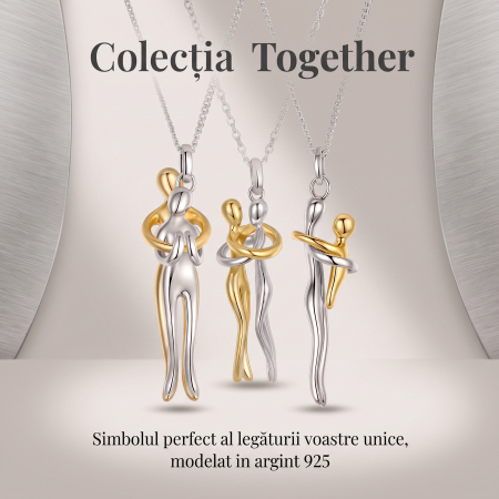 Colier Silver Colier Soulmates argint 925 placat aur doua siluete cuplu Colectia Together ArtMyWayHearts Trio Argint 925 3 Inimioare Manual Bijuterie Femei Romania ArtMyWay [5]