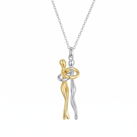 Femei - Colier Embrace argint 925placat cu aur doua siluete imbratisare Colectia Together ArtMyWay