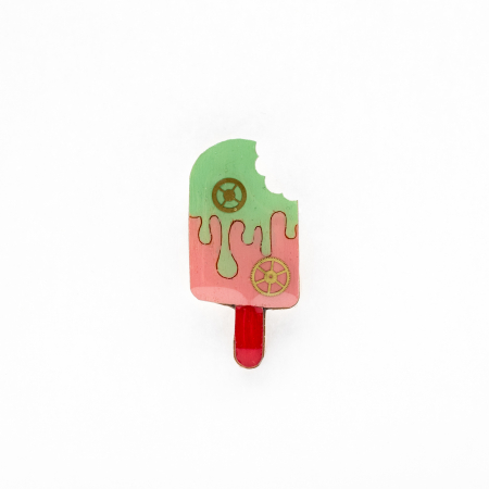 Broșe - Brosa Lemn IceCream Fistic