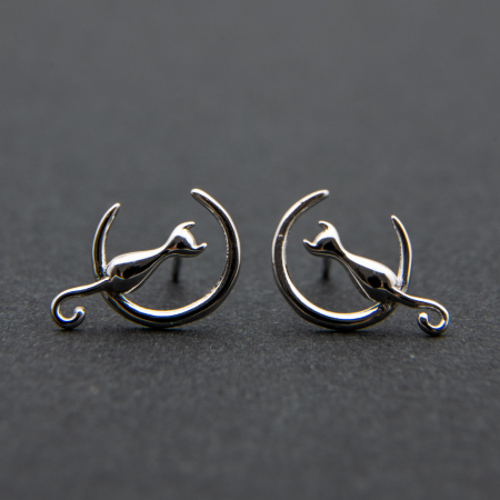 Set Cercei Moon Cat (argint placat cu aur alb) [1]
