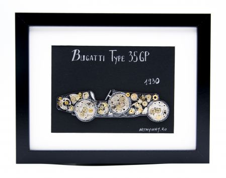 Tablouri cu Piese de Ceas / Steampunk Art - Tablou Bugatti 35 GP 1930 - Colectia ART my Cars