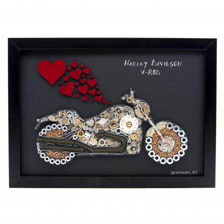 Tablouri cu Piese de Ceas / Steampunk Art - Tablou Harley Davidson V-ROD