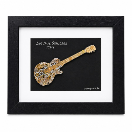 Tablou chitara Les Paul Standard 1959 Gibson handmade piese ceas SteamWall ArtMyWay [4]