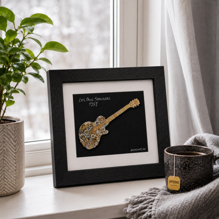 Tablouri - Tablou chitara Les Paul Standard 1959 Gibson handmade piese ceas SteamWall ArtMyWay