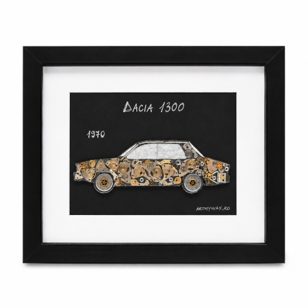 Tablou Dacia 1300 1970 handmade retro piese ceas ART my Cars ArtMyWay [3]