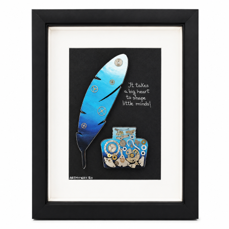 Tablou GRATITUDE handmade mecanisme ceas SteamWall ArtMyWay cadou [3]