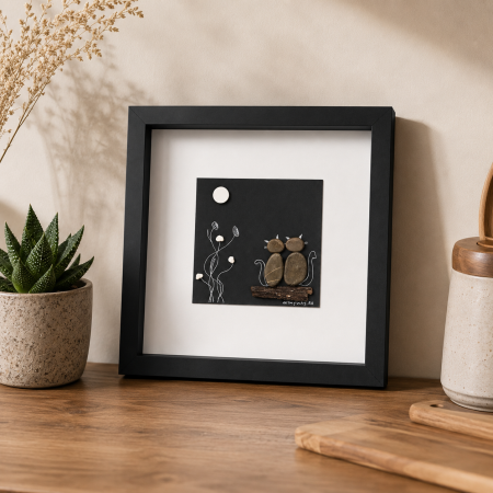 Tablou Pebble Art Cats Pietre Naturale Rau Handmade ArtMyWay Romania