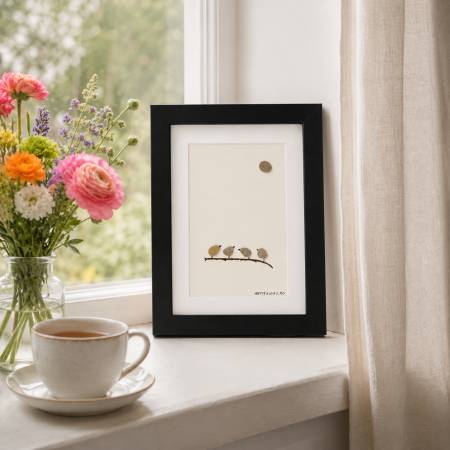 Tablouri cu Pietre de Rau / Pebble Art - Tablou Pebble Art Chit-Chat Pietre Naturale Rau Handmade ArtMyWay Romania