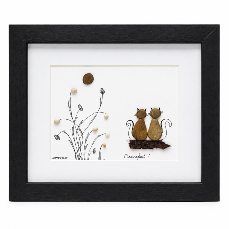 Tablou Pebble Art Dragoste Pisicească Pietre Naturale Rau Handmade ArtMyWay Romania [2]