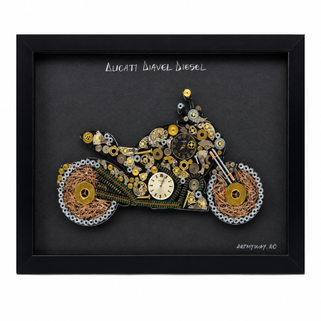 Tablou Ducati Diavel Diesel Handmade Steampunk Born to Ride Motocicleta ArtMyWay Romania [3]