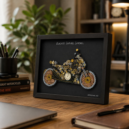 Cadouri - Tablou Ducati Diavel Diesel Handmade Steampunk Born to Ride Motocicleta ArtMyWay Romania