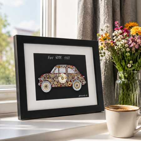 Tablou Fiat 500 1972 Handmade Macheta Steampunk ART my Cars ArtMyWay Romania [2]