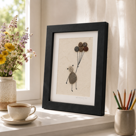 Tablouri cu Pietre de Rau / Pebble Art - Tablou Pebble Art Happy Days Pietre Naturale Rau Handmade ArtMyWay Romania