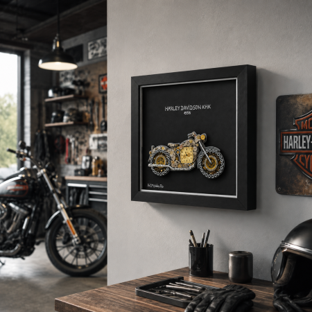 Tablou Harley Davidson KHK 1956 Handmade Steampunk Born to Ride Motocicleta ArtMyWay Romania [1]